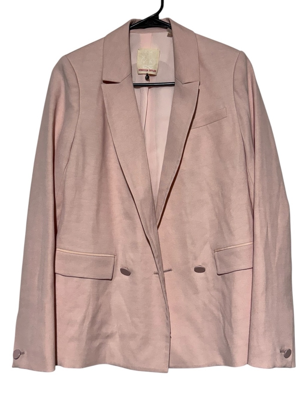 Rebecca Taylor Light Pink Double Breasted Blazer Women Size 2 Classy Chic